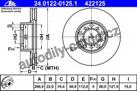 Brzdový kotouč ATE 24.0122-0125 (AT 422125) - MERCEDES-BENZ