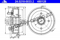 Brzdový buben ATE 24.0218-0033 (AT 480128) - MITSUBISHI