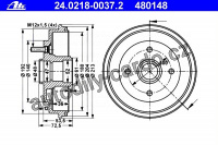 Brzdový buben ATE 24.0218-0037 (AT 480148) - DAIHATSU