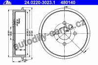 Brzdový buben ATE 24.0220-3023 (AT 480140) - VOLVO