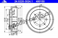 Brzdový buben ATE 24.0220-3024 (AT 480150) - MITSUBISHI