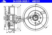 Brzdový buben ATE 24.0220-3025 (AT 480151) - ALFA ROMEO