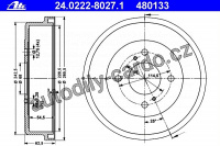 Brzdový buben ATE 24.0222-8027 (AT 480133) - NISSAN