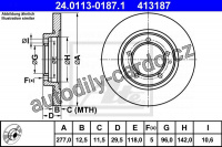 Brzdový kotouč ATE 24.0113-0187 (AT 413187) - DAIHATSU