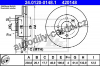 Brzdový kotouč ATE 24.0120-0148 (AT 420148) - RENAULT