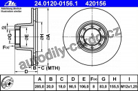 Brzdový kotouč ATE 24.0120-0156 (AT 420156) - CITROËN, FIAT