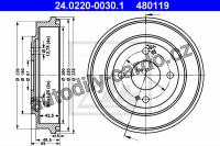 Brzdový buben ATE 24.0220-0030 - HONDA