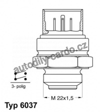 Teplotní spínač, větrák chladiče WAHLER 6037.95D