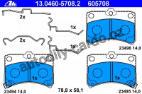 Sada brzdových destiček ATE 13.0460-5708 (AT 605708) - DAIHATSU