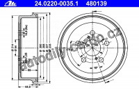 Brzdový buben ATE 24.0220-0035 (AT 480139) - TOYOTA