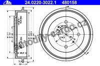 Brzdový buben ATE 24.0220-3022 (AT 480158) - NISSAN