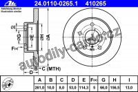 Brzdový kotouč ATE 24.0110-0265 (AT 410265) - MAZDA