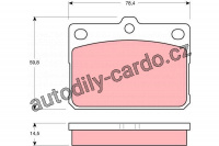Sada brzdových destiček TRW GDB295 - HYUNDAI PONY, MITSUBISHI COLT I,  TOYOTA COROLLA