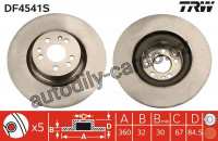 Brzdový kotouč TRW DF4541S -MERCEDES W220 S 00-