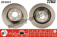 Brzdový kotouč TRW DF4551 -MERCEDES W220 S 99-05