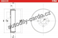 Brzdový buben TRW DB4339 - TOYOTA YARIS