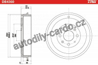 Brzdový buben TRW DB4360 - OPEL CORSA D