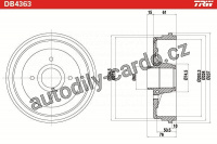 Brzdový buben TRW DB4363 - RENAULT, DACIA LOGAN