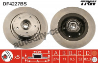 Brzdový kotouč TRW DF4227BS - s ložiskem