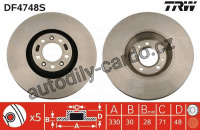 Brzdový kotouč TRW DF4748S - CITROEN C6 05-