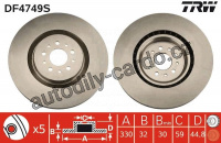 Brzdový kotouč TRW DF4749S - ALFA ROMEO 147
