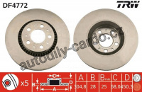 Brzdový kotouč TRW DF4772 - VOLVO XC70 CROSS COUNTRY
