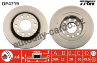 Brzdový kotouč TRW DF4719 - AUDI ALLROAD 02-