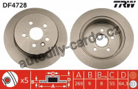 Brzdový kotouč TRW DF4728 - TOYOTA CARINA
