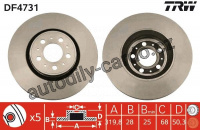 Brzdový kotouč TRW DF4731 - VOLVO S60