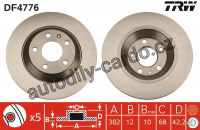 Brzdový kotouč TRW DF4776 - AUDI A6 ALLROAD 06-