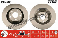 Brzdový kotouč TRW DF4785 - AUDI TT QUATTRO 06-