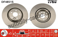 Brzdový kotouč TRW DF4851S - VOLVO S80 06-