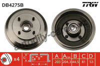 Brzdový buben TRW DB4275B - FORD FOCUS