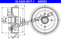 Brzdový buben ATE 24.0220-0017 (AT 480053) - AUDI