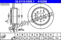 Brzdový kotouč ATE 24.0110-0206 (AT 410206) - VOLVO