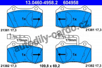 Sada brzdových destiček ATE 13.0460-4958 (AT 604958) - LANCIA