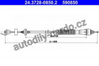 Tažné lanko, ovládání spojky ATE 24.3728-0850 (AT 590850)