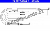 Lanko ruční brzdy ATE 24.3727-1084 (AT 581084)