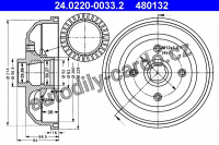 Brzdový buben ATE 24.0220-0033 (AT 480132) - OPEL