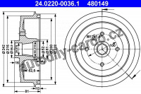 Brzdový buben ATE 24.0220-0036 (AT 480149) - DAEWOO
