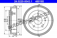 Brzdový buben ATE 24.0220-0043 (AT 480185) - HONDA