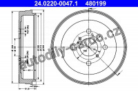 Brzdový buben ATE 24.0220-0047 - TOYOTA