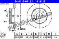 Brzdový kotouč ATE 24.0118-0118 (AT 418118) - NISSAN