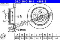 Brzdový kotouč ATE 24.0118-0119 (AT 418119) - TOYOTA