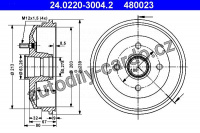 Brzdový buben ATE 24.0220-3004 (AT 480023) - FORD