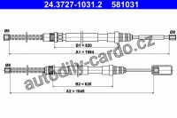 Lanko ruční brzdy ATE 24.3727-1031 (AT 581031)
