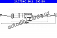 Tažné lanko, ovládání spojky ATE 24.3728-0128 (AT 590128)