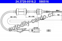 Tažné lanko, ovládání spojky ATE 24.3728-0516 (AT 590516)