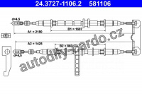Lanko ruční brzdy ATE 24.3727-1106 (AT 581106)