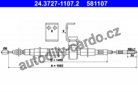 Lanko ruční brzdy ATE 24.3727-1107 (AT 581107)